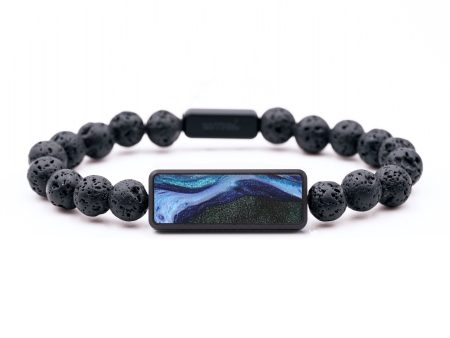 Lava Bead Wood+Resin Bracelet - Jakob (Blue, 654145) Hot on Sale