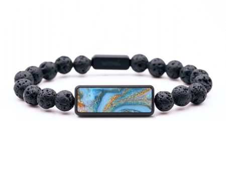 Lava Bead ResinArt Bracelet - Perry (Teal & Gold, 654713) Sale