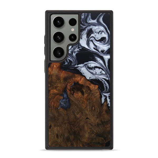 Galaxy S23 Ultra Wood+Resin Phone Case - Alisa (Black & White, 653439) For Discount