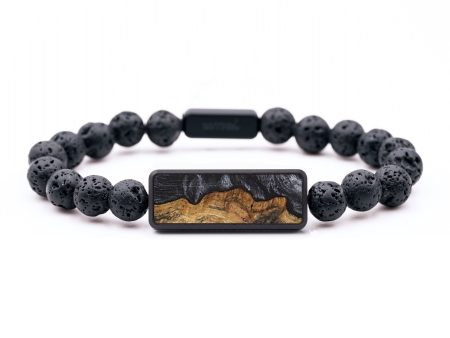 Lava Bead Wood+Resin Bracelet - Zoe (Black & White, 654670) Fashion