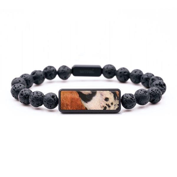 Lava Bead Wood+Resin Bracelet - Valerie (Black & White, 654659) Supply