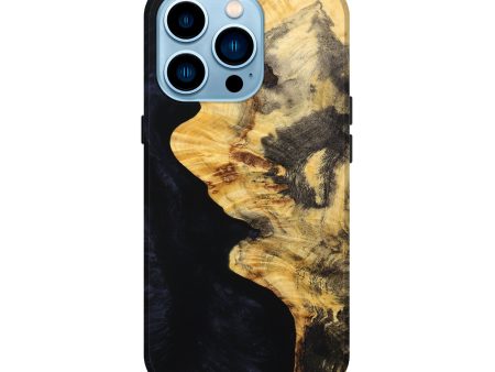 iPhone 14 Pro Wood+Resin Live Edge Phone Case - Miriam (Pure Black, 652833) Discount