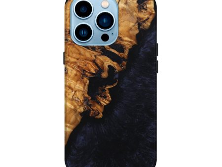 iPhone 14 Pro Wood+Resin Live Edge Phone Case - Marvin (Pure Black, 652841) Cheap