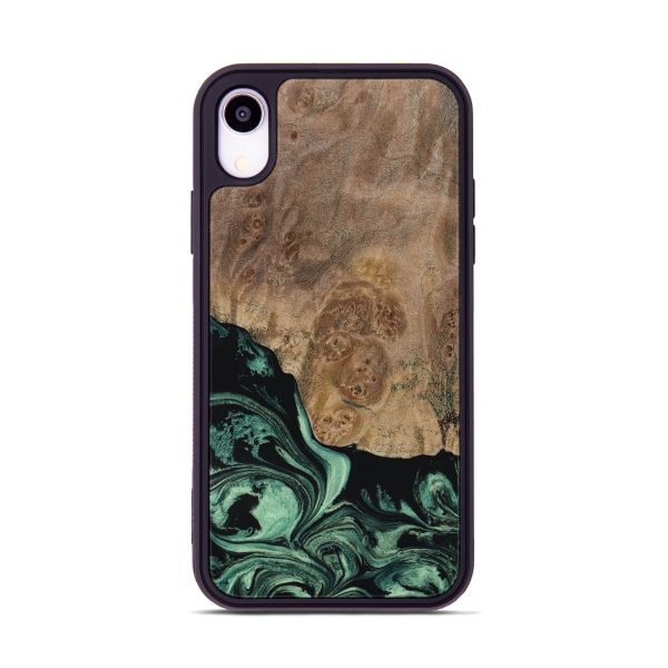 iPhone Xr Wood+Resin Phone Case - Homer (Green, 653807) For Sale