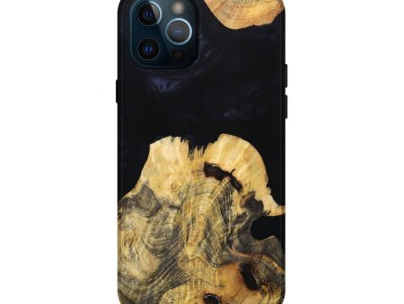 iPhone 12 Pro Wood+Resin Live Edge Phone Case - Alan (Pure Black, 652837) on Sale