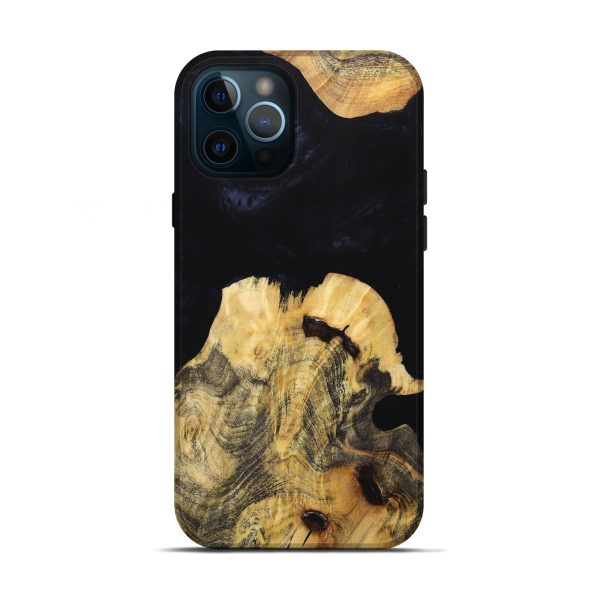 iPhone 12 Pro Wood+Resin Live Edge Phone Case - Alan (Pure Black, 652837) on Sale