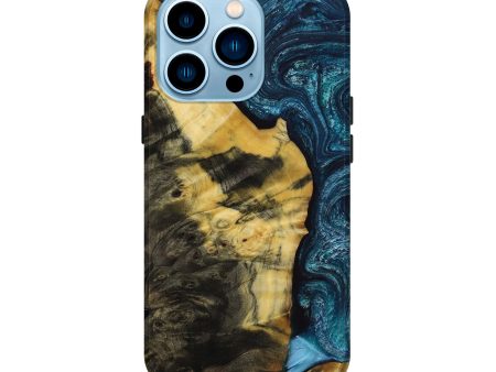 iPhone 14 Pro Wood+Resin Live Edge Phone Case - Angela (Blue, 652799) Supply