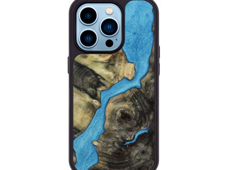 iPhone 14 Pro Wood+Resin Phone Case - Agnes (Blue, 654395) Supply