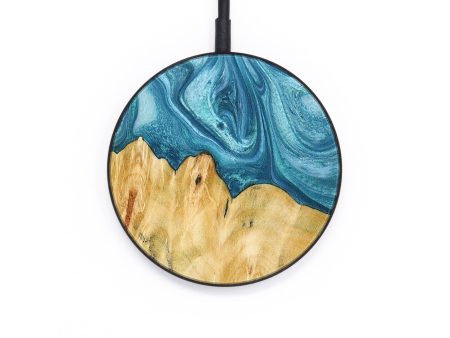 Circle Wood+Resin Wireless Charger - Corinne (Blue, 654419) Fashion