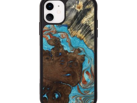 iPhone 11 Wood+Resin Phone Case - Kenneth (Teal & Gold, 653395) Online Hot Sale