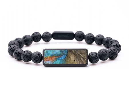 Lava Bead Wood+Resin Bracelet - Lloyd (Teal & Gold, 654714) Online Sale