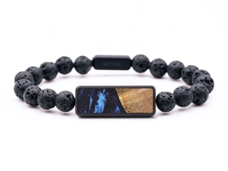 Lava Bead Wood+Resin Bracelet - Lauren (Blue, 654146) Discount