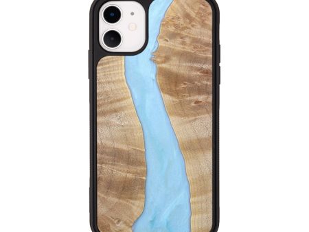 iPhone 11 Wood+Resin Phone Case - Ira (Blue, 653405) Supply