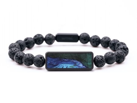 Lava Bead Wood+Resin Bracelet - Kristi (Blue, 654142) on Sale