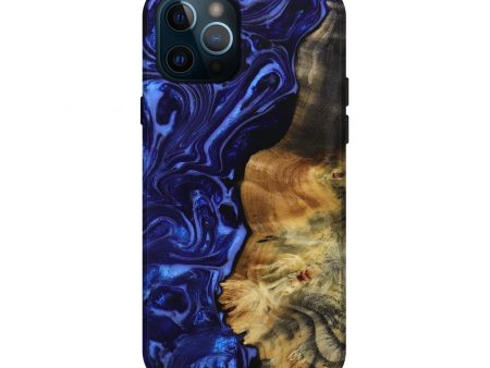 iPhone 12 Pro Wood+Resin Live Edge Phone Case - Evangeline (Blue, 652635) Sale