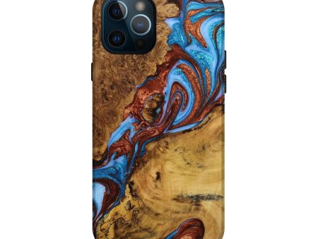 iPhone 12 Pro Wood+Resin Live Edge Phone Case - Jada (Teal & Gold, 651115) Supply