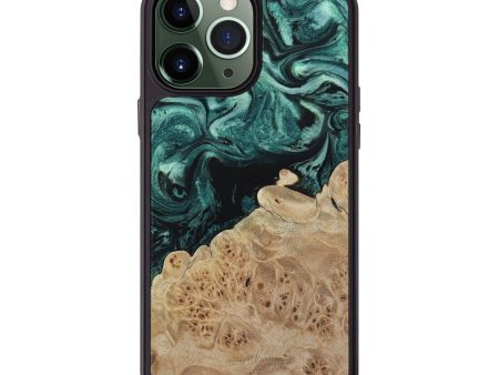 iPhone 13 Pro Max Wood+Resin Phone Case - Cecilia (Green, 651285) For Sale