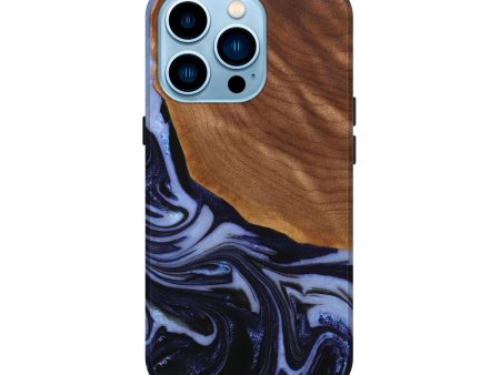 iPhone 14 Pro Wood+Resin Live Edge Phone Case - Allen (Blue, 650206) Hot on Sale