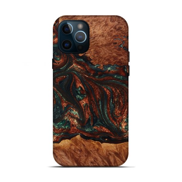 iPhone 12 Pro Wood+Resin Live Edge Phone Case - Amelia (Green, 653858) Fashion