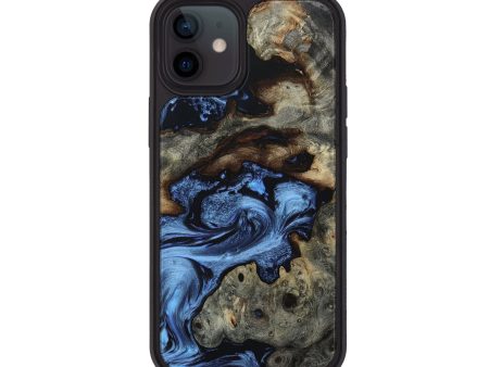 iPhone 12 Wood+Resin Phone Case - April (Blue, 651246) Online now