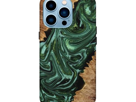 iPhone 14 Pro Wood+Resin Live Edge Phone Case - Betsy (Green, 650469) Online now