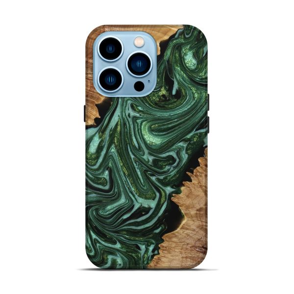 iPhone 14 Pro Wood+Resin Live Edge Phone Case - Betsy (Green, 650469) Online now