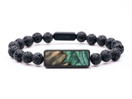 Lava Bead Wood+Resin Bracelet - Randy (Green, 654180) For Discount