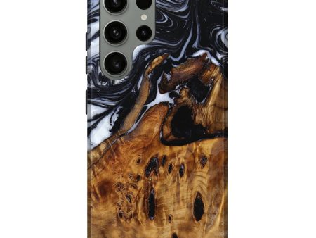 Galaxy S23 Ultra Wood+Resin Live Edge Phone Case - Alison (Black & White, 650478) Discount