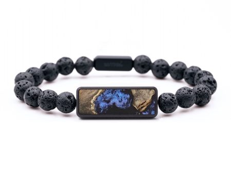 Lava Bead Wood+Resin Bracelet - Pamela (Blue, 654726) Cheap