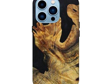 iPhone 14 Pro Wood+Resin Live Edge Phone Case - Elena (Pure Black, 652856) on Sale