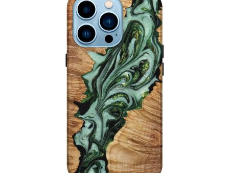 iPhone 14 Pro Wood+Resin Live Edge Phone Case - Braylon (Green, 649966) Hot on Sale