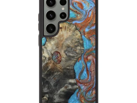 Galaxy S23 Ultra Wood+Resin Phone Case - Aden (Teal & Gold, 651203) Sale