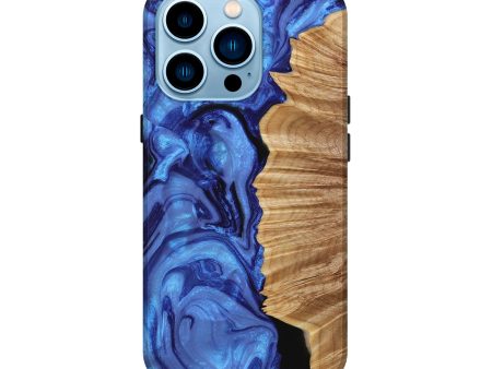 iPhone 14 Pro Wood+Resin Live Edge Phone Case - Byron (Blue, 650637) Online now