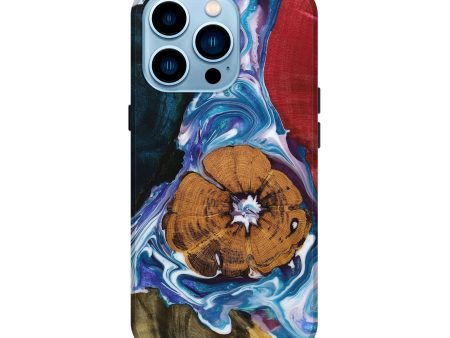 iPhone 14 Pro Wood+Resin Live Edge Phone Case - Brenda (Blue, 653980) For Discount