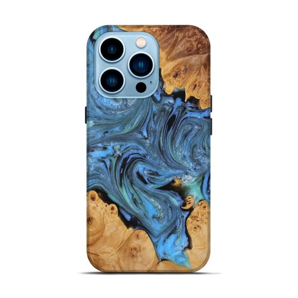 iPhone 14 Pro Wood+Resin Live Edge Phone Case - Christine (Blue, 654780) Sale