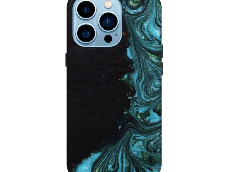 iPhone 14 Pro Wood+Resin Live Edge Phone Case - Bodhi (Blue, 650487) Fashion