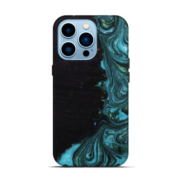 iPhone 14 Pro Wood+Resin Live Edge Phone Case - Bodhi (Blue, 650487) Fashion