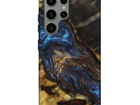 Galaxy S23 Ultra Wood+Resin Live Edge Phone Case - Daniella (Teal & Gold, 651808) Online now