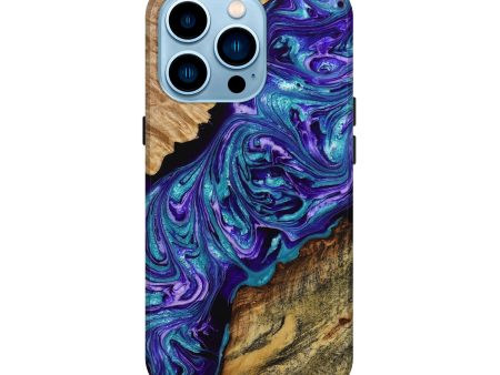 iPhone 14 Pro Wood+Resin Live Edge Phone Case - Marquita (Purple, 650275) on Sale