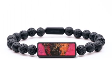 Lava Bead Wood+Resin Bracelet - Tisha (Red, 654253) Cheap