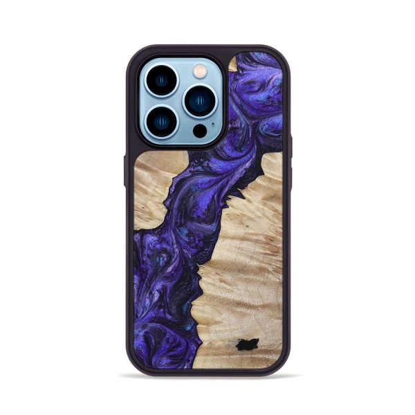 iPhone 14 Pro Wood+Resin Phone Case - Ada (Purple, 650569) For Cheap