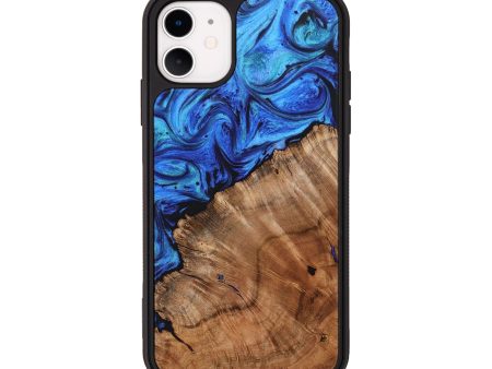 iPhone 11 Wood+Resin Phone Case - Kinsley (Blue, 650287) For Cheap