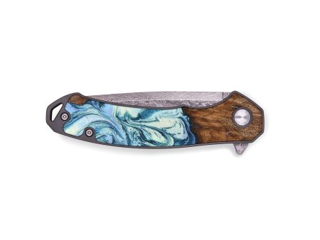 EDC Wood+Resin Pocket Knife - Adelaide (Blue, 652645) on Sale