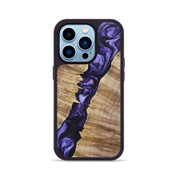 iPhone 14 Pro Wood+Resin Phone Case - Addisyn (Purple, 649200) For Cheap