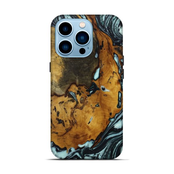 iPhone 14 Pro Wood+Resin Live Edge Phone Case - Brantley (Black & White, 650003) For Cheap