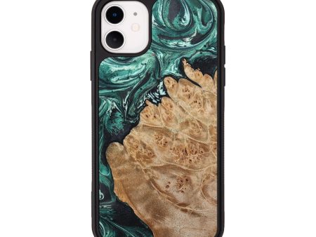 iPhone 11 Wood+Resin Phone Case - Carter (Green, 651722) Discount