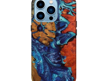 iPhone 14 Pro Wood+Resin Live Edge Phone Case - Mathew (Blue, 653283) Fashion