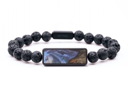 Lava Bead Wood+Resin Bracelet - Shanice (Blue, 654855) Cheap