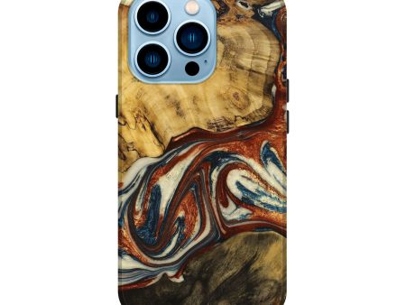 iPhone 14 Pro Wood+Resin Live Edge Phone Case - Nicolette (Red, 651537) For Sale