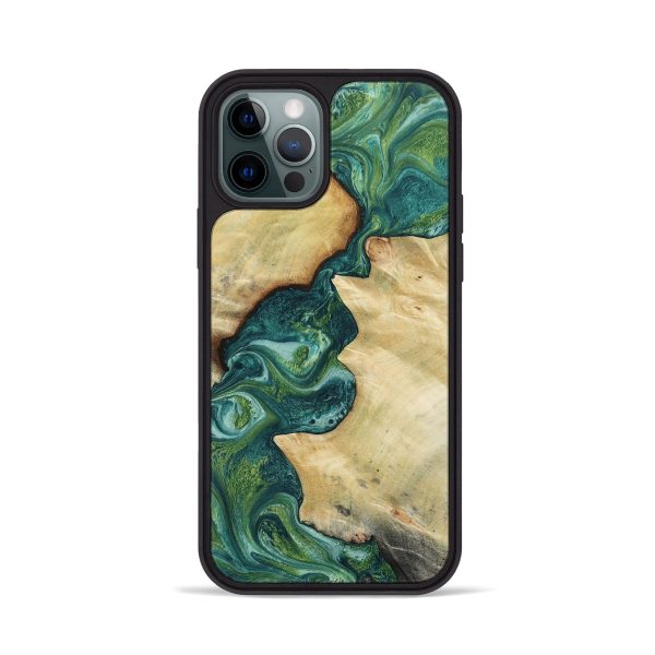 iPhone 12 Pro Wood+Resin Phone Case - Christi (Green, 651033) Online Sale